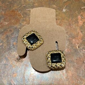 Elegant Black and Gold Woven Earrings